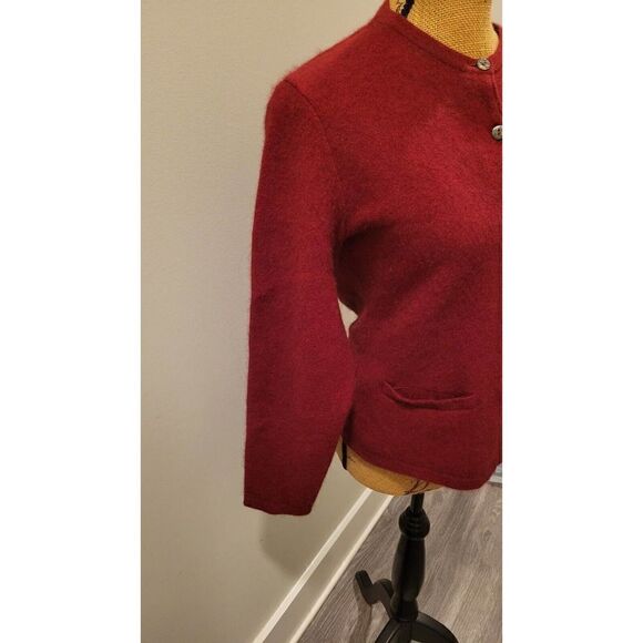 Possumdown Button Down Sweater Cardigan Merino Wool Burgundy Red Sz Large - Picture 4 of 11